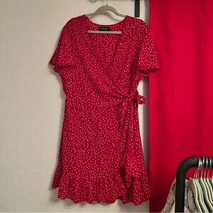 Amazon Red and White Dotted Mini Dress